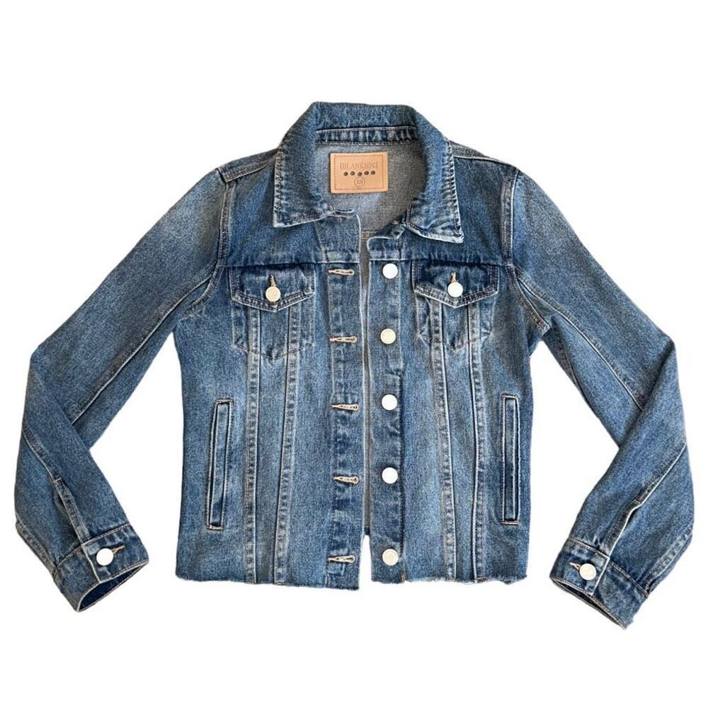 Blank NYC Fitted Raw Hem Denim Jacket In Traffic Jam Size XS